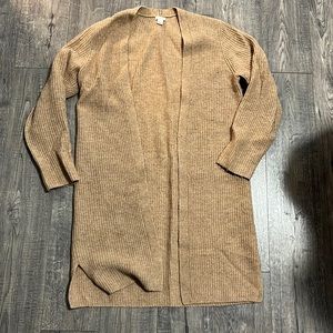 JCrew camel long open sweater